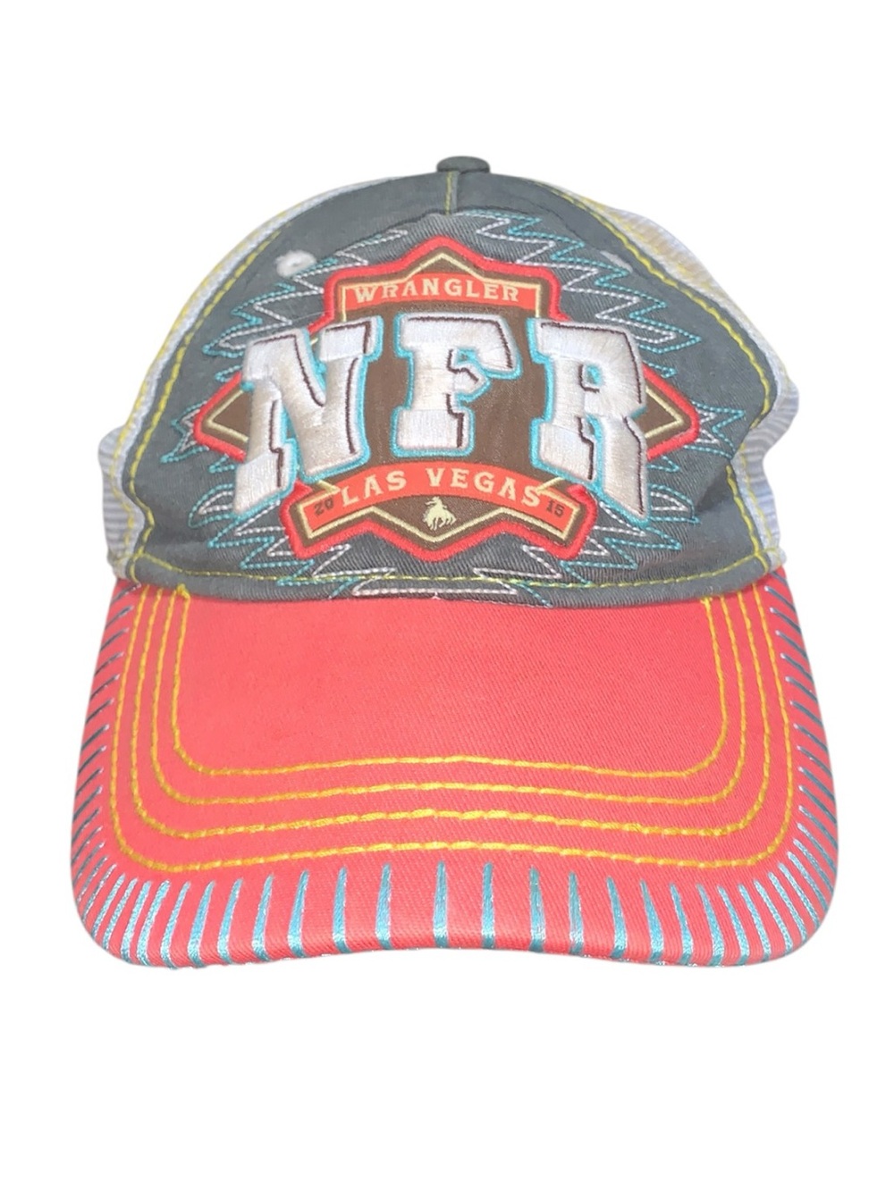 Wrangler NFR Las Vegas Womens Baseball Cap Strapback Hat Colorful Mesh Rodeo